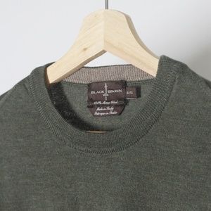 Black Brown 1826 Men's Green Wool Crew-Neck Sweater